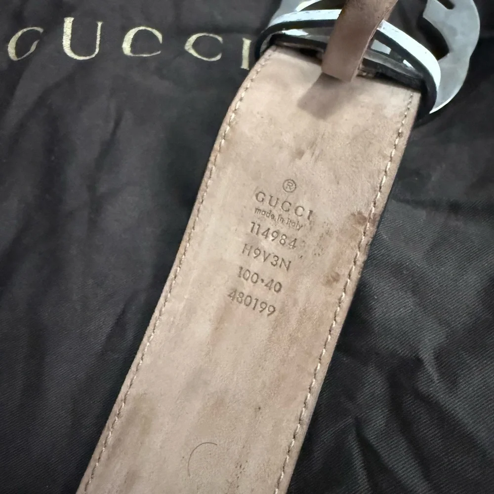 Gucci Green and Red Stripe Belt with GG Buckle - Picture 5 of 6